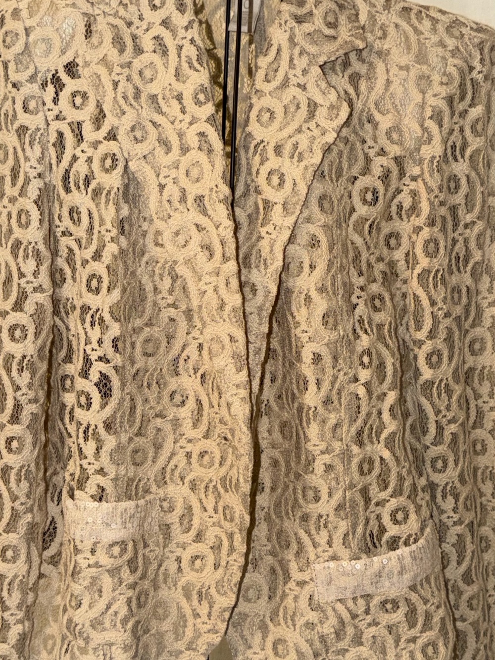 Chico's Cream Lace Overlay Lite Weight Jacket Small